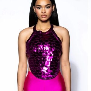 SCALES SLEEVELESS METALLIC TOP